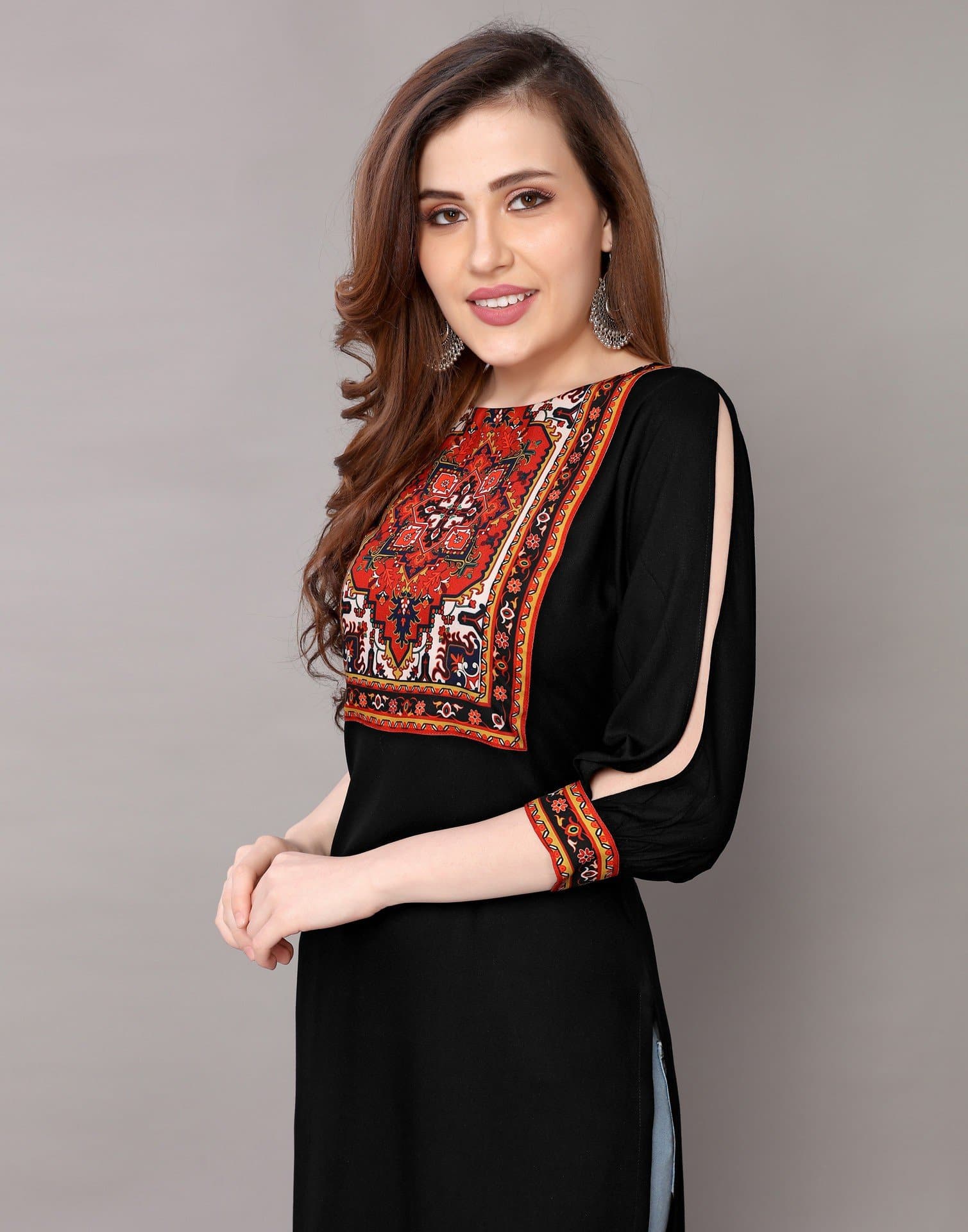 Georgette Boat Neck Kurti With Pant – The Chikan Company